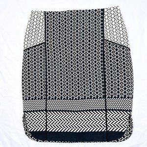 J. Crew Black and White Graphic Twill A-Line skirt